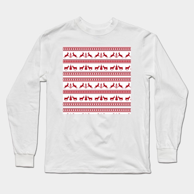 Christmas Trees , Deer , Holiday Long Sleeve T-Shirt by justrachna